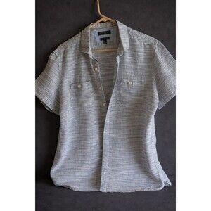 Large Banana Republic Camden Fit men's shirt  100% linen No Tuck Short Sleeve